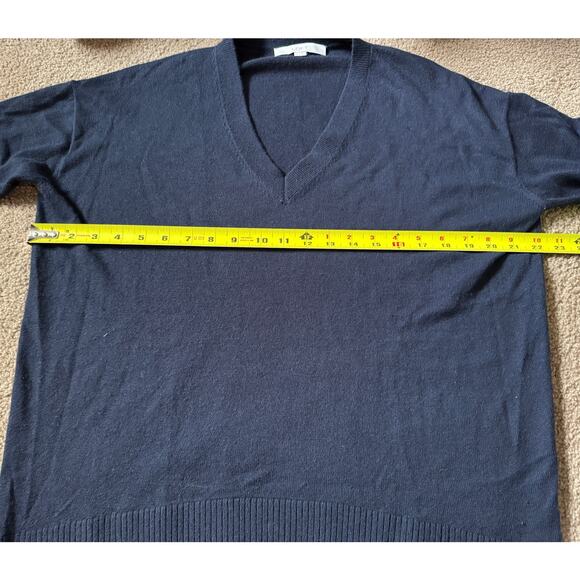 LOFT Womens Sweater V Neck Pullover Navy Blue Classic Career Professional - Picture 3 of 6